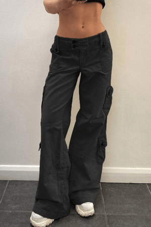 Style Core Aesthetics, New Style Trends - Jean cargo droit boutonné