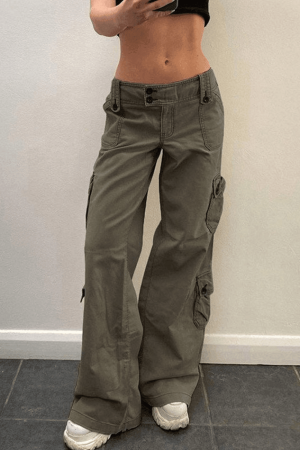 Style Core Aesthetics, New Style Trends - Jean cargo droit boutonné