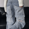 Style Core Aesthetics, New Style Trends - Jean cargo vintage à délavage clair et patchwork
