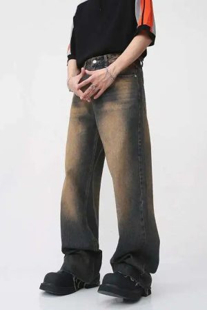 Style Core Aesthetics, New Style Trends - Jean large Y2K Burned Fade