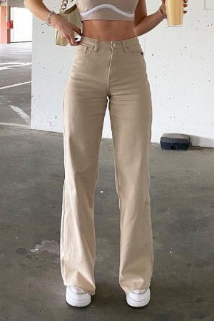 Style Core Aesthetics, New Style Trends - Jean évasé uni taille haute