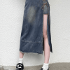 Style Core Aesthetics, New Style Trends - Jupe en jean déchirée fendue sur le devant