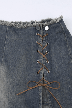 Style Core Aesthetics, New Style Trends - Jupe en jean déchirée fendue sur le devant