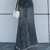 Style Core Aesthetics, New Style Trends - Jupe longue en jean patchwork fendue au dos