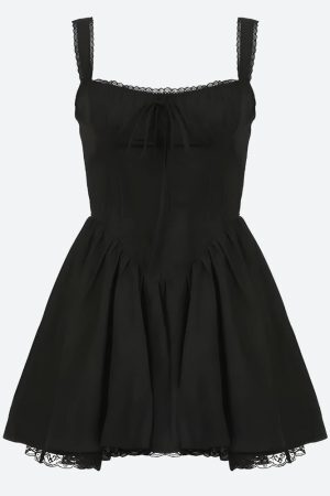 Style Core Aesthetics, New Style Trends - Lace Ruffled Corset Mini Dress