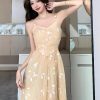 Style Core Aesthetics, New Style Trends - Leaves Mesh Midi Dress