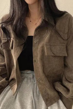 Style Core Aesthetics, New Style Trends - Light Academia Cropped Corduroy Jacket