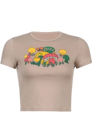 Style Core Aesthetics, New Style Trends - Magic Mushrooms Crop Top