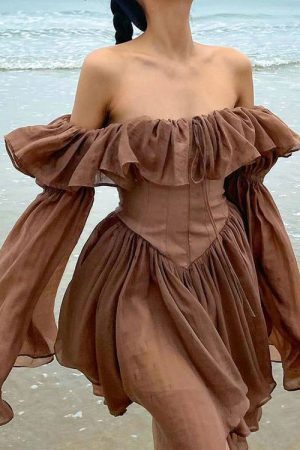 Style Core Aesthetics, New Style Trends - Mocha Brown Mini Dress