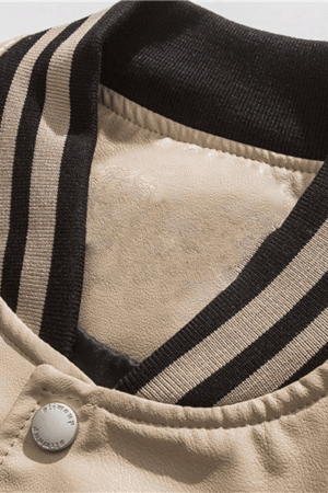Style Core Aesthetics, New Style Trends - Oversized Pu Leather Varsity Jacket