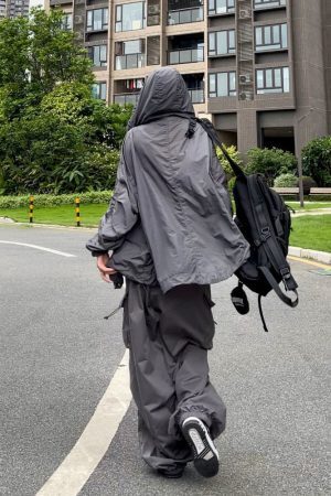 Style Core Aesthetics, New Style Trends - Pantalon cargo parachute surdimensionné Y2K