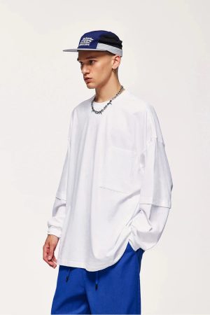 Style Core Aesthetics, New Style Trends - Pocket Layered Sleeve Basic Sweatshirt