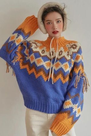Style Core Aesthetics, New Style Trends - Retro Pattern Knitted Christmas Sweater