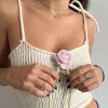 Style Core Aesthetics, New Style Trends - Rose Detailed Knitted Crop Top