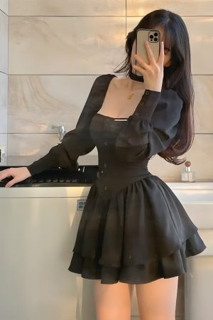 Style Core Aesthetics, New Style Trends - Ruffled Layered Corset Mini Dress