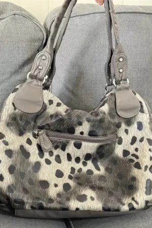 Style Core Aesthetics, New Style Trends - Sac Léopard Fausse Fourrure Y2K Grunge