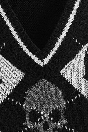Style Core Aesthetics, New Style Trends - Skull Argyle Vest