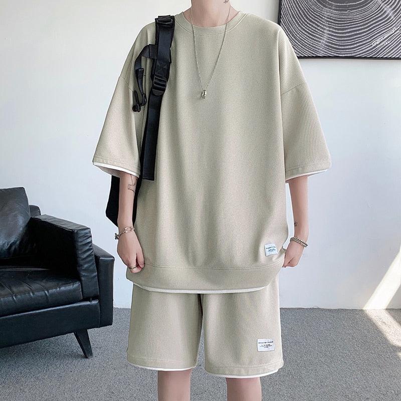 Style Core Aesthetics, New Style Trends - Soft Boy Sweatshirt & Sweatshorts Two Piece Set