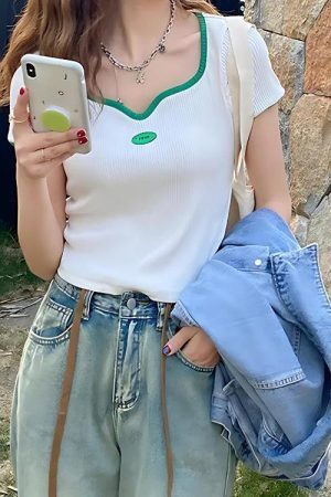 Style Core Aesthetics, New Style Trends - Soft Girl Basic Corduroy Top