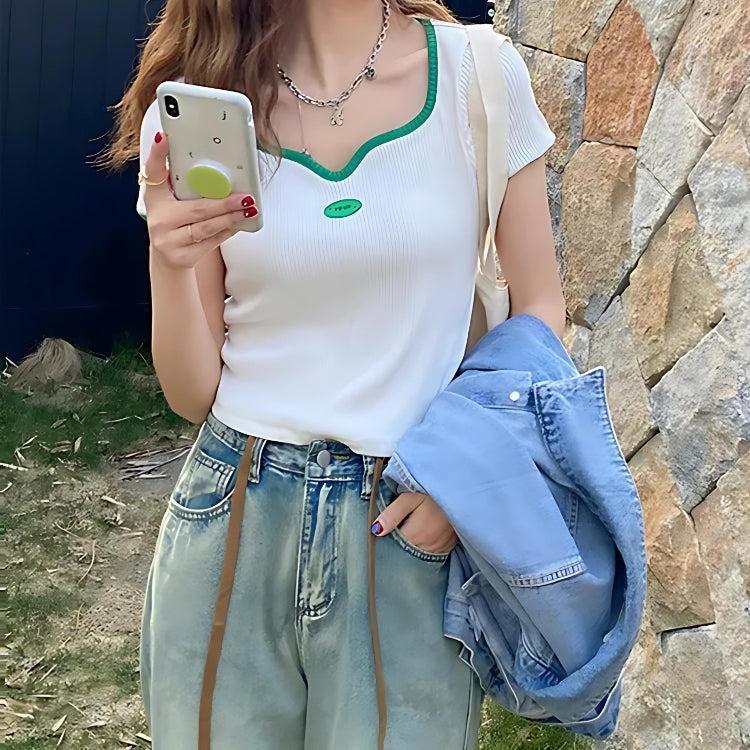 Style Core Aesthetics, New Style Trends - Soft Girl Basic Corduroy Top