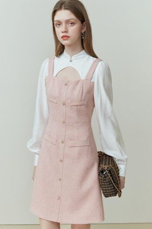 Style Core Aesthetics, New Style Trends - Soft Girl Mini Dress With Shirt Sleeve