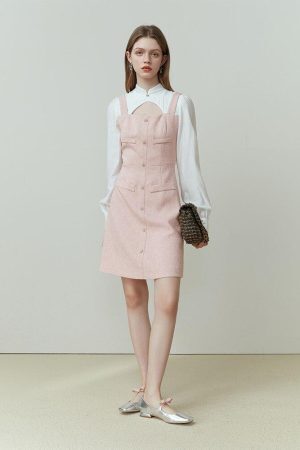 Style Core Aesthetics, New Style Trends - Soft Girl Mini Dress With Shirt Sleeve