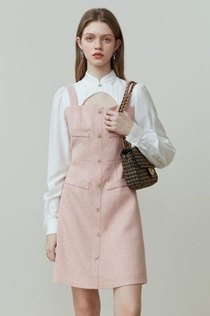 Style Core Aesthetics, New Style Trends - Soft Girl Mini Dress With Shirt Sleeve