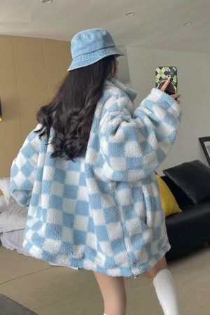 Style Core Aesthetics, New Style Trends - Soft Girl Reversible Checkered Jacket