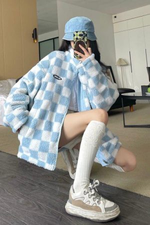 Style Core Aesthetics, New Style Trends - Soft Girl Reversible Checkered Jacket
