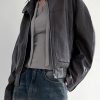 Style Core Aesthetics, New Style Trends - Solid Collar Neck Leather Motorcycle Jacket