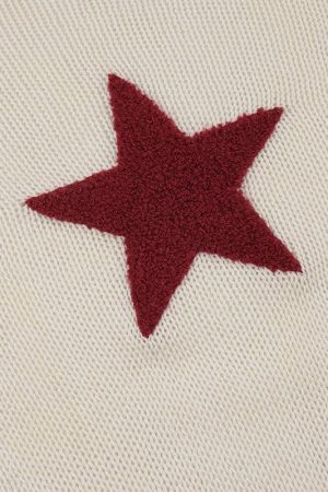 Style Core Aesthetics, New Style Trends - Star Embroidery Knitted Top