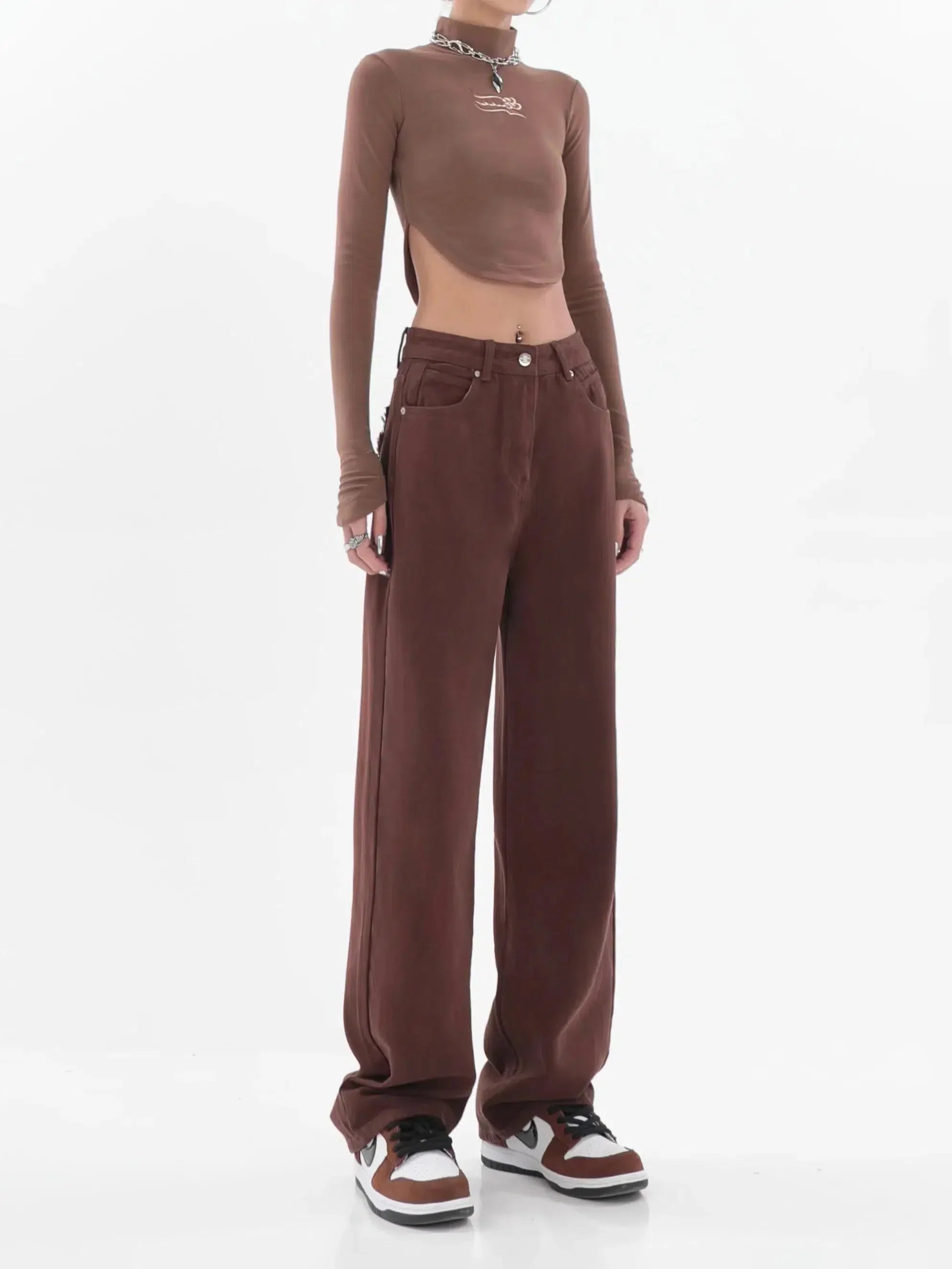 Style Core Aesthetics, New Style Trends - Star Pockets Wide Leg Jeans