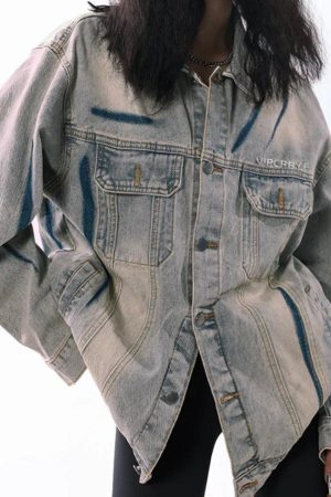 Style Core Aesthetics, New Style Trends - Street Washed Distressed Graffiti Jacket