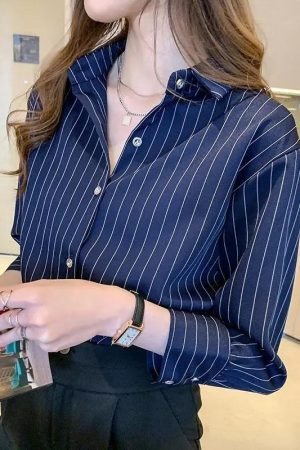Style Core Aesthetics, New Style Trends - Striped Classic Long Sleeve Shirt
