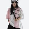Style Core Aesthetics, New Style Trends - Striped Half Zip-Up Jersey Top