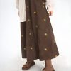 Style Core Aesthetics, New Style Trends - Sunflower Embroidered Corduroy Maxi Skirt