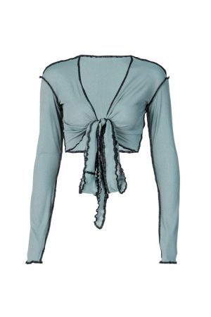 Style Core Aesthetics, New Style Trends - Trouble Maker Tie Front Crop Top