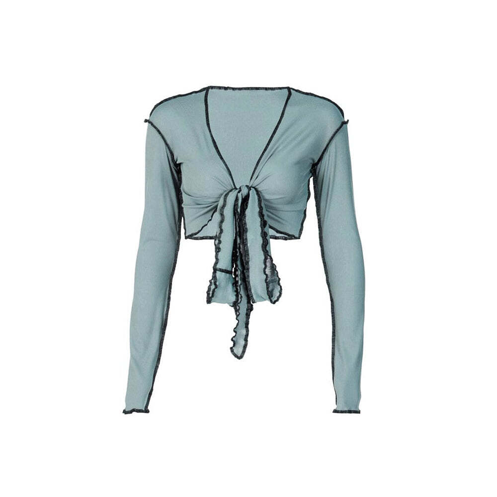 Style Core Aesthetics, New Style Trends - Trouble Maker Tie Front Crop Top