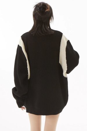 Style Core Aesthetics, New Style Trends - Turtleneck Zip-Up Loose Cardigan
