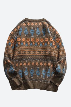 Style Core Aesthetics, New Style Trends - Vintage Animal Figures Knitted Sweater