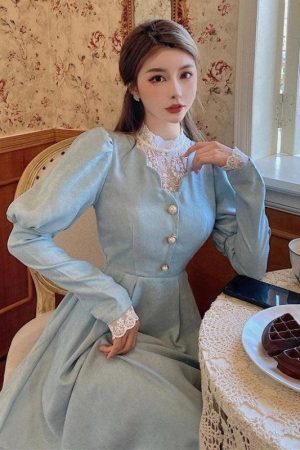 Style Core Aesthetics, New Style Trends - Vintage Balloon Sleeve Maxi Dress