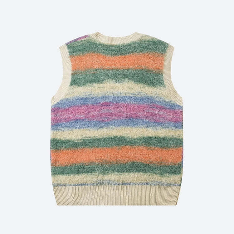 Style Core Aesthetics, New Style Trends - Vintage Multicolored Yarn Plush Sweater Vest
