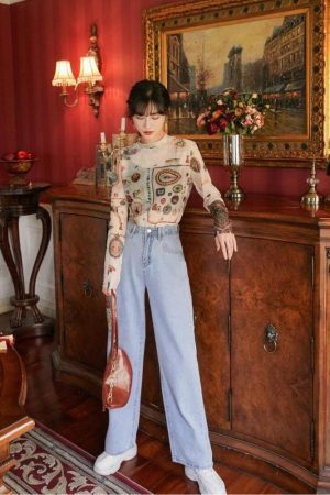 Style Core Aesthetics, New Style Trends - Vintage Symbols Sheer Top