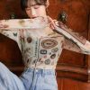 Style Core Aesthetics, New Style Trends - Vintage Symbols Sheer Top