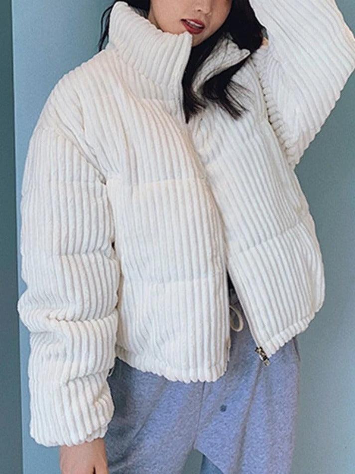 Style Core Aesthetics, New Style Trends - Vintage Zip Up Corduroy Padded Jacket