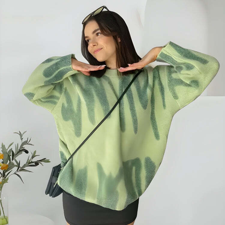 Style Core Aesthetics, New Style Trends - Wavy Line Design Knitted Sweater