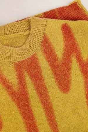 Style Core Aesthetics, New Style Trends - Wavy Line Design Knitted Sweater