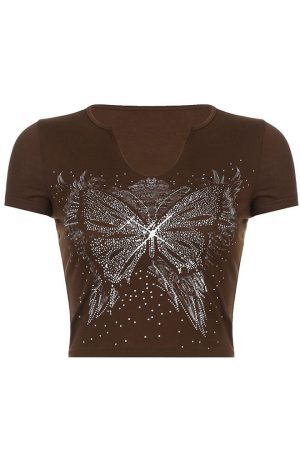 Style Core Aesthetics, New Style Trends - Y2K Butterfly Crop Top