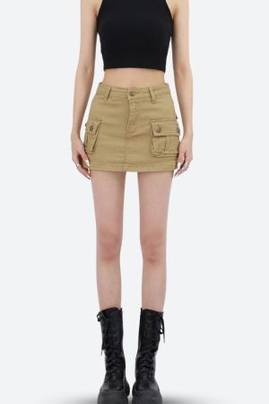 Style Core Aesthetics, New Style Trends - Y2K Cargo Denim Mini Skirt