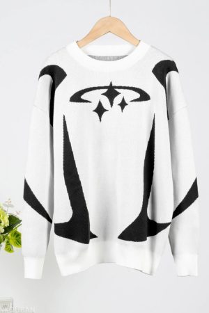 Style Core Aesthetics, New Style Trends - Y2K Star Futuristic Knitted Sweater